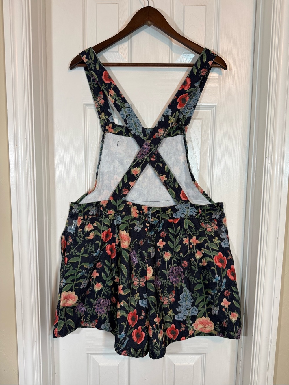 Cider Floral Overall Romper Short Black Cottagecore Shortalls 0XL - Picture 6 of 14